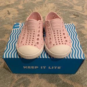 Light pink and white kid Native brand shoes